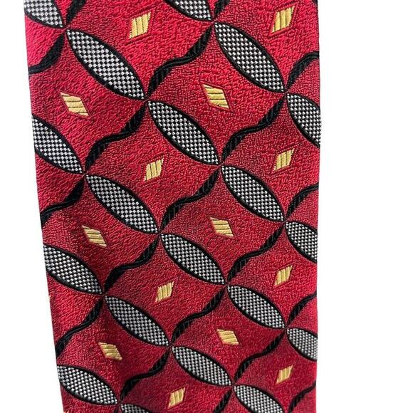 Jos A Bank Signature Collection Mens Red Neck Tie Necktie Silk Italy 4" Wide - Picture 5 of 16